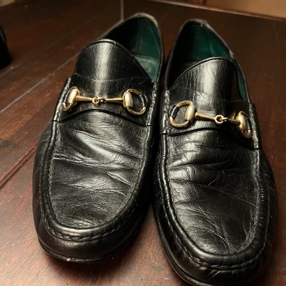 AUTHENTICATED GUCCI Vintage 1970s Black Leather Horsebit Loafers Size EU 45 D main image 8